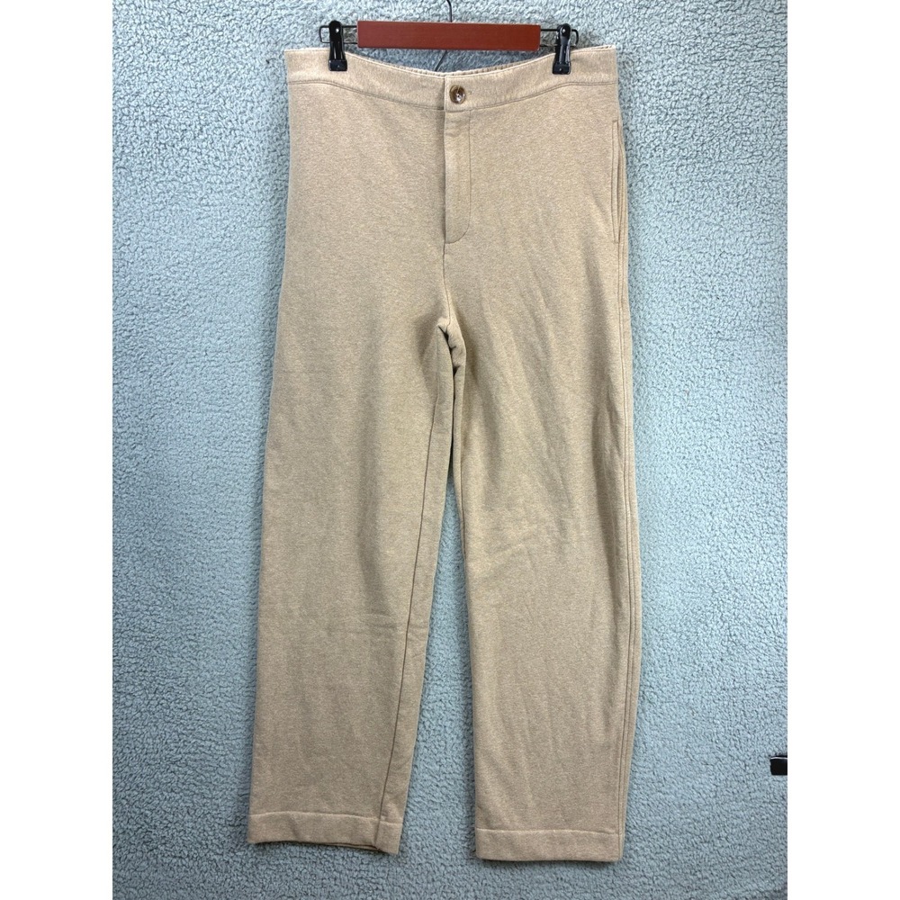 Vince French Terry Knit Pants Womens L Tan Quiet Luxury Minimalist Cozy Casual